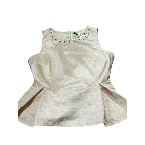 NWT Champagne Studded Open Back Peplum Top Medium- South Moon Under - Picture 9 of 12
